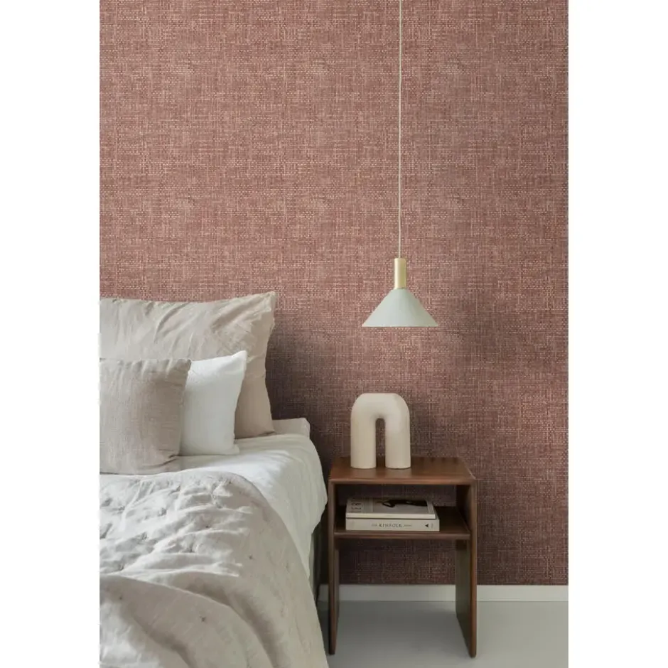Origin Wallcoverings behang geweven linnenstructuur terracotta - 50 x 900 cm