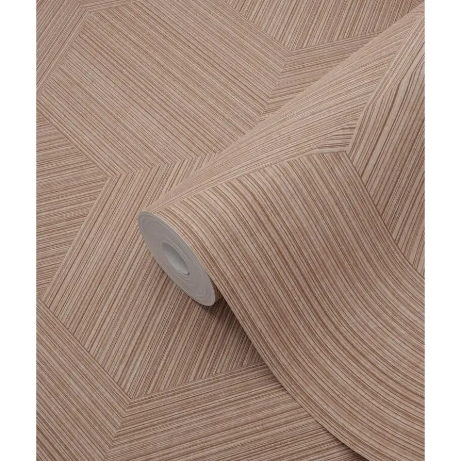 Origin Wallcoverings behang grafisch 3D motief terracotta roze - 50 x 900 cm