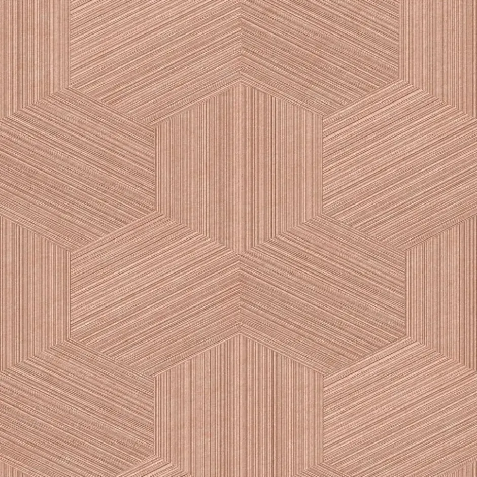 Origin Wallcoverings behang grafisch 3D motief terracotta roze - 50 x 900 cm