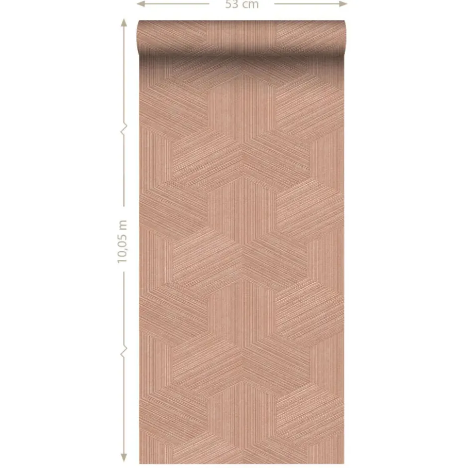 Origin Wallcoverings behang grafisch 3D motief terracotta roze - 50 x 900 cm