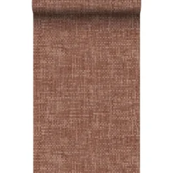 Origin Wallcoverings behang geweven linnenstructuur roodbruin - 50 x 900 cm