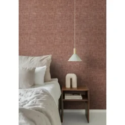 Origin Wallcoverings behang geweven linnenstructuur roodbruin - 50 x 900 cm
