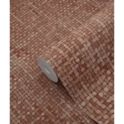 Origin Wallcoverings behang geweven linnenstructuur roodbruin - 50 x 900 cm