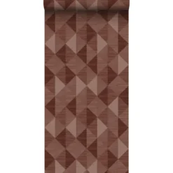 Origin Wallcoverings behang grasweefsel in grafisch 3D motief bordeaux rood