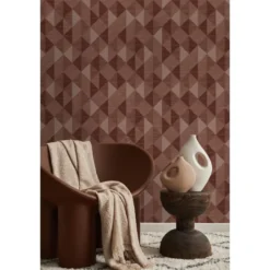 Origin Wallcoverings behang grasweefsel in grafisch 3D motief bordeaux rood
