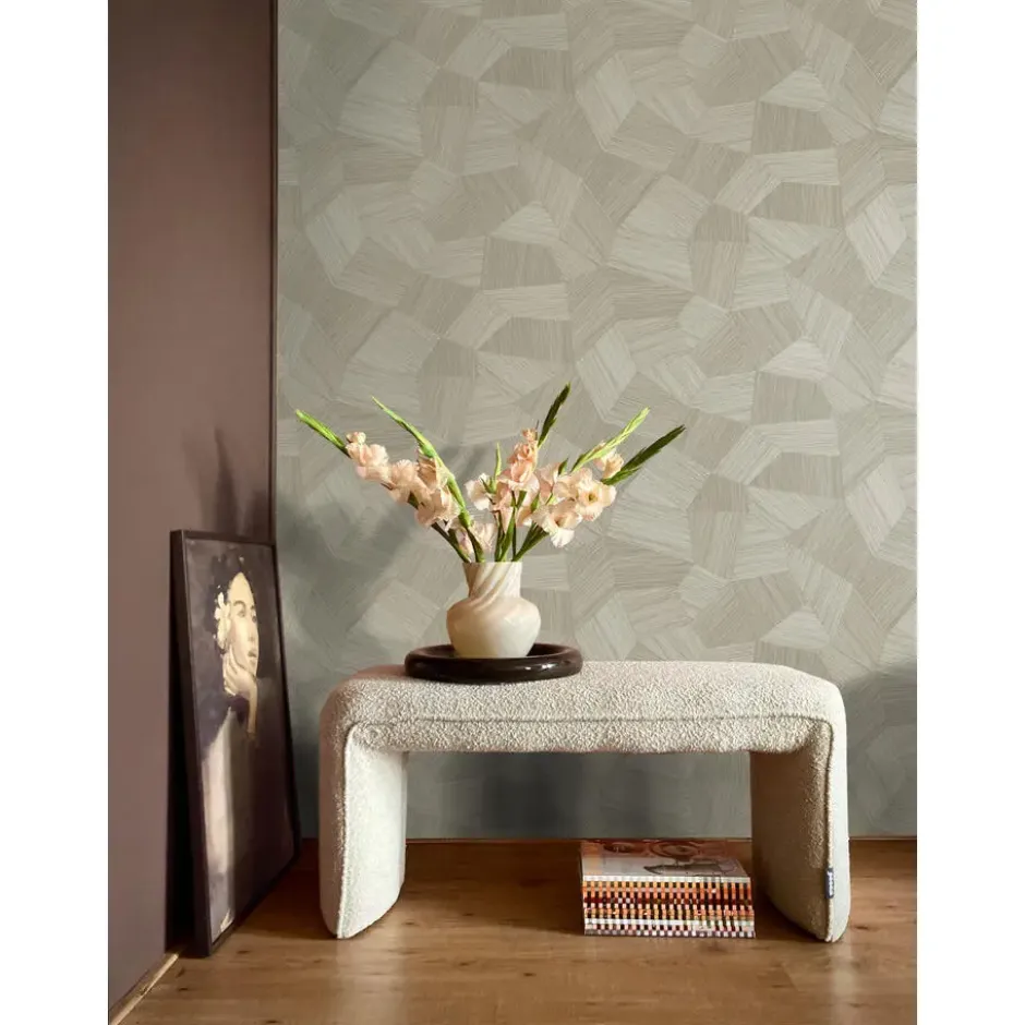 Origin Wallcoverings behang grafisch 3D motief zand beige - 53 x 1005 cm