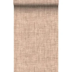 Origin Wallcoverings behang geweven linnenstructuur licht terracotta