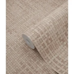 Origin Wallcoverings behang geweven linnenstructuur licht terracotta
