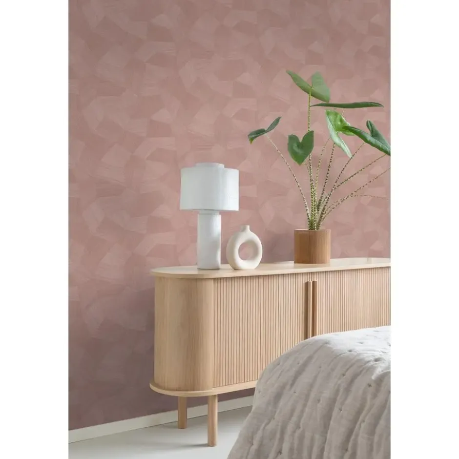 Origin Wallcoverings behang grafisch 3D motief roze - 50 x 900 cm