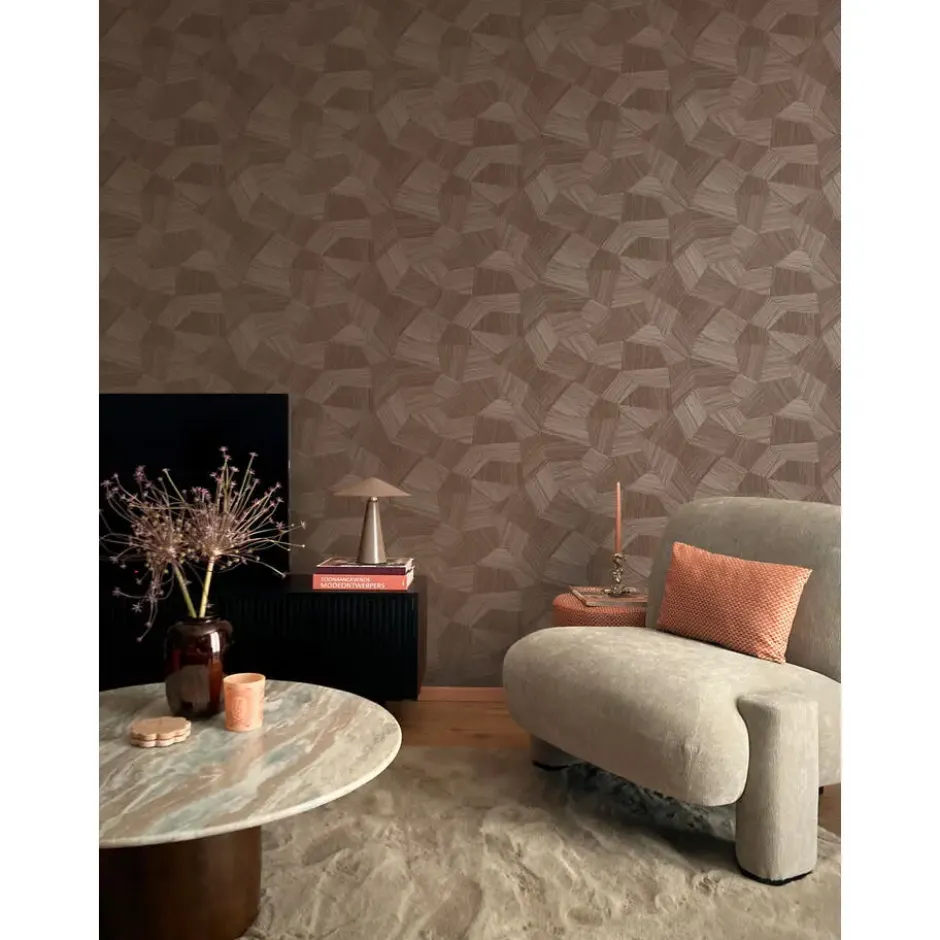 Origin Wallcoverings behang grafisch 3D motief roest bruin - 53 x 1005 cm