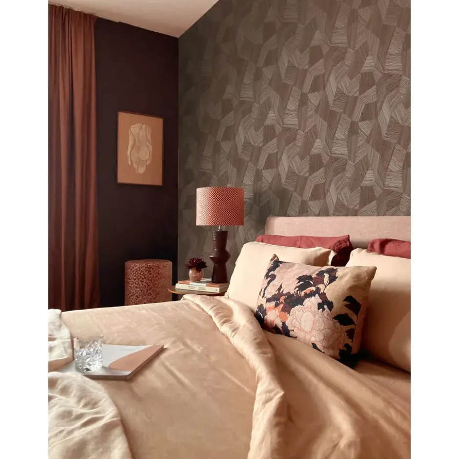 Origin Wallcoverings behang grafisch 3D motief roest bruin - 53 x 1005 cm