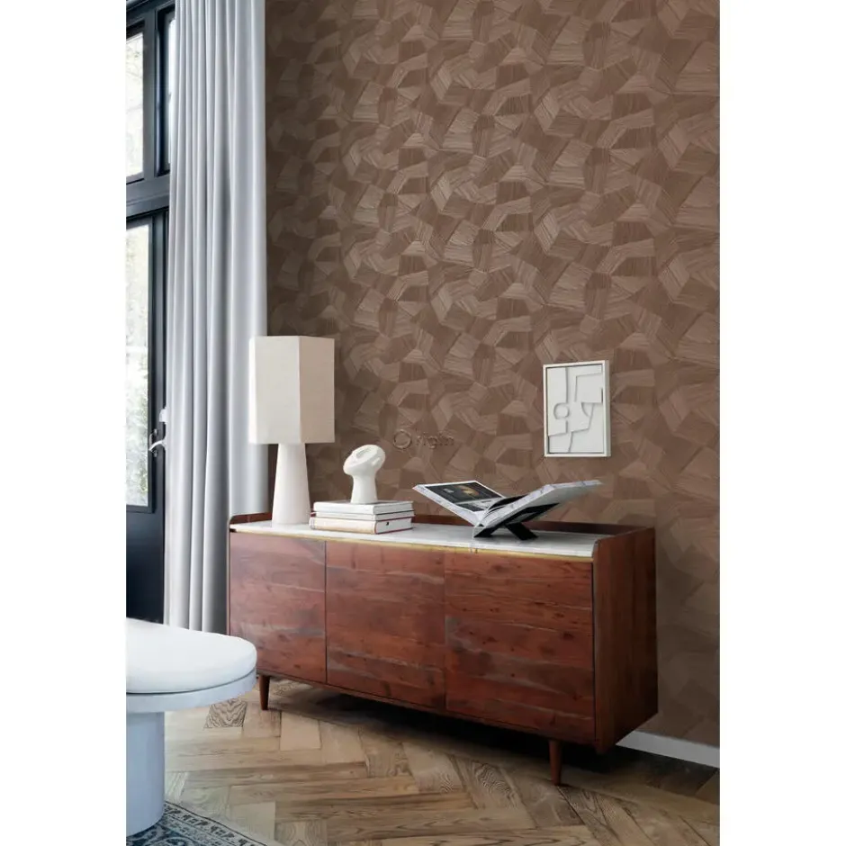 Origin Wallcoverings behang grafisch 3D motief roest bruin - 53 x 1005 cm