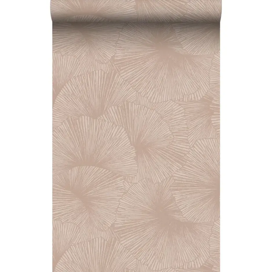 Origin Wallcoverings behang 3D-motief bladeren licht terracotta - 53 x 1005 cm