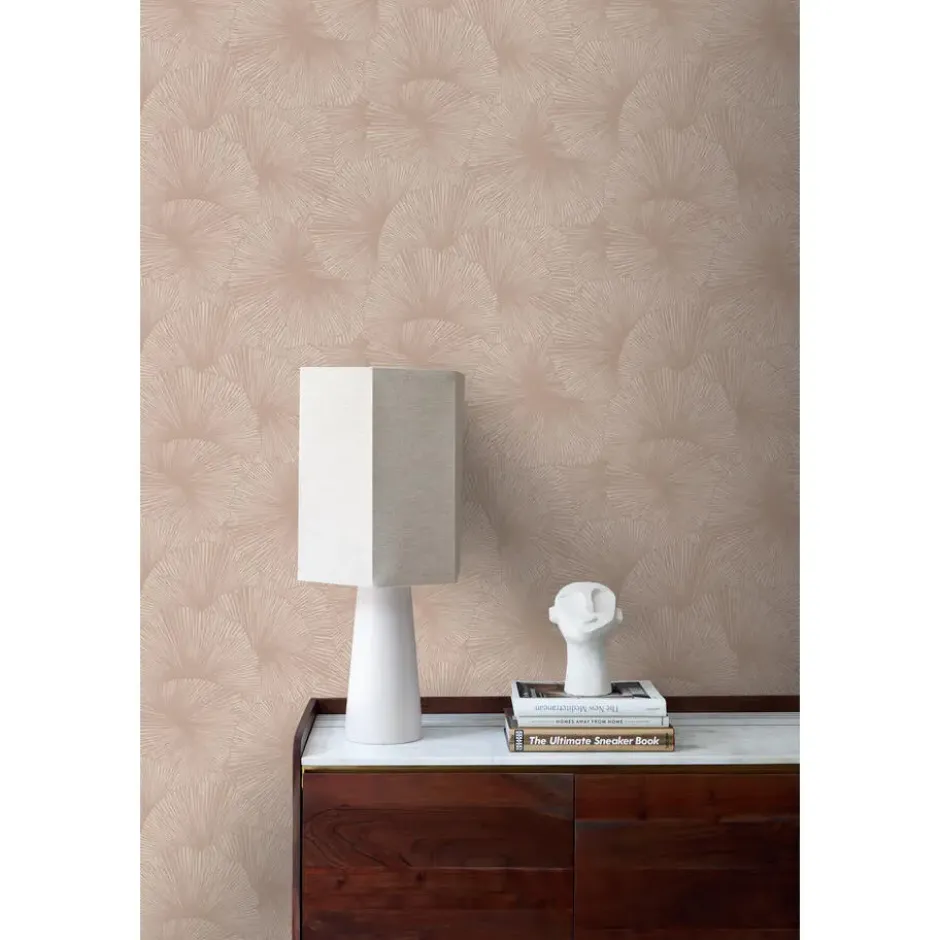 Origin Wallcoverings behang 3D-motief bladeren licht terracotta - 53 x 1005 cm