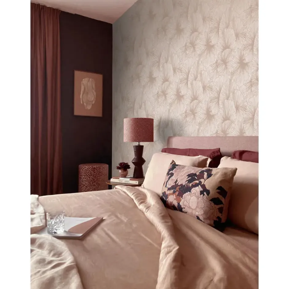 Origin Wallcoverings behang 3D-motief bladeren licht terracotta - 53 x 1005 cm