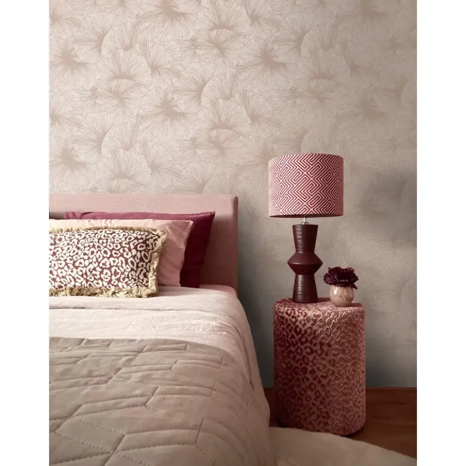 Origin Wallcoverings behang 3D-motief bladeren licht terracotta - 53 x 1005 cm
