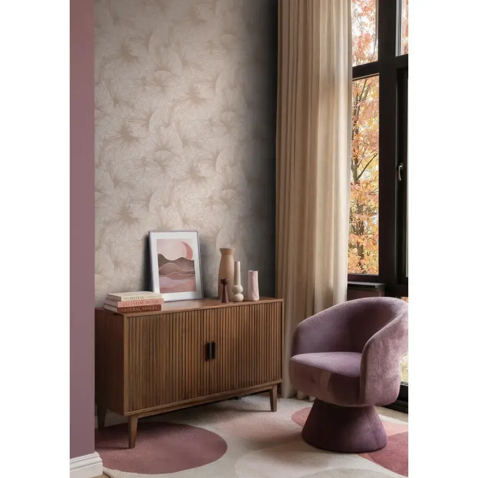 Origin Wallcoverings behang 3D-motief bladeren licht terracotta - 53 x 1005 cm