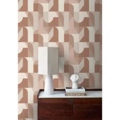 Origin Wallcoverings behang cirkels in Bauhaus stijl terracotta en beige