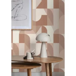 Origin Wallcoverings behang cirkels in Bauhaus stijl terracotta en beige