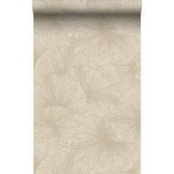 Origin Wallcoverings behang 3D-motief bladeren beige - 53 x 1005 cm