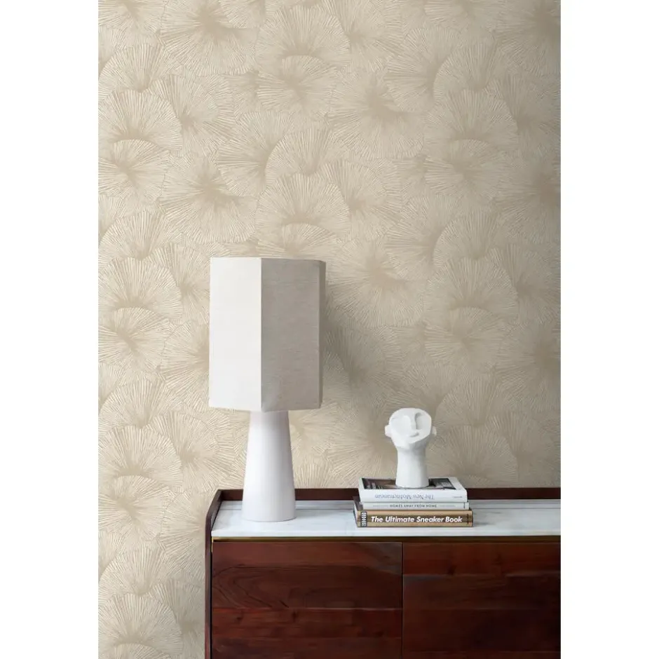 Origin Wallcoverings behang 3D-motief bladeren beige - 53 x 1005 cm