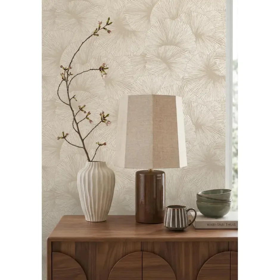 Origin Wallcoverings behang 3D-motief bladeren beige - 53 x 1005 cm