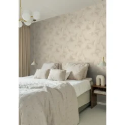Origin Wallcoverings behang 3D-motief bladeren beige - 53 x 1005 cm
