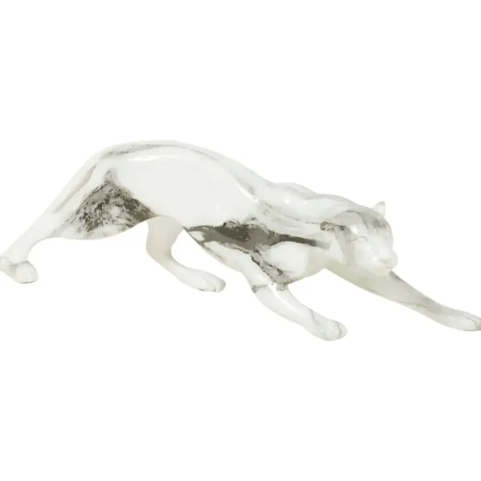 Ostaria Panter beeld - 27cm - polystone - zilver - decoratie dier