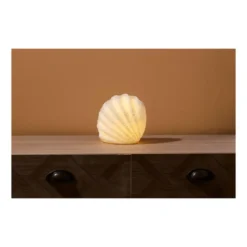 Ostaria tafellamp - schelp - wit - kunststof - verlichting - 16cm