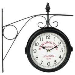 Ostaria Wandklok/muur klok - 21cm - Station klok - metaal - zwart