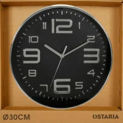 Ostaria Wandklok/muur klok - grote cijfers - D30 cm - kunststof
