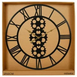 Ostaria Wandklok/muur klok - open uurwerk - D50 cm - metaal