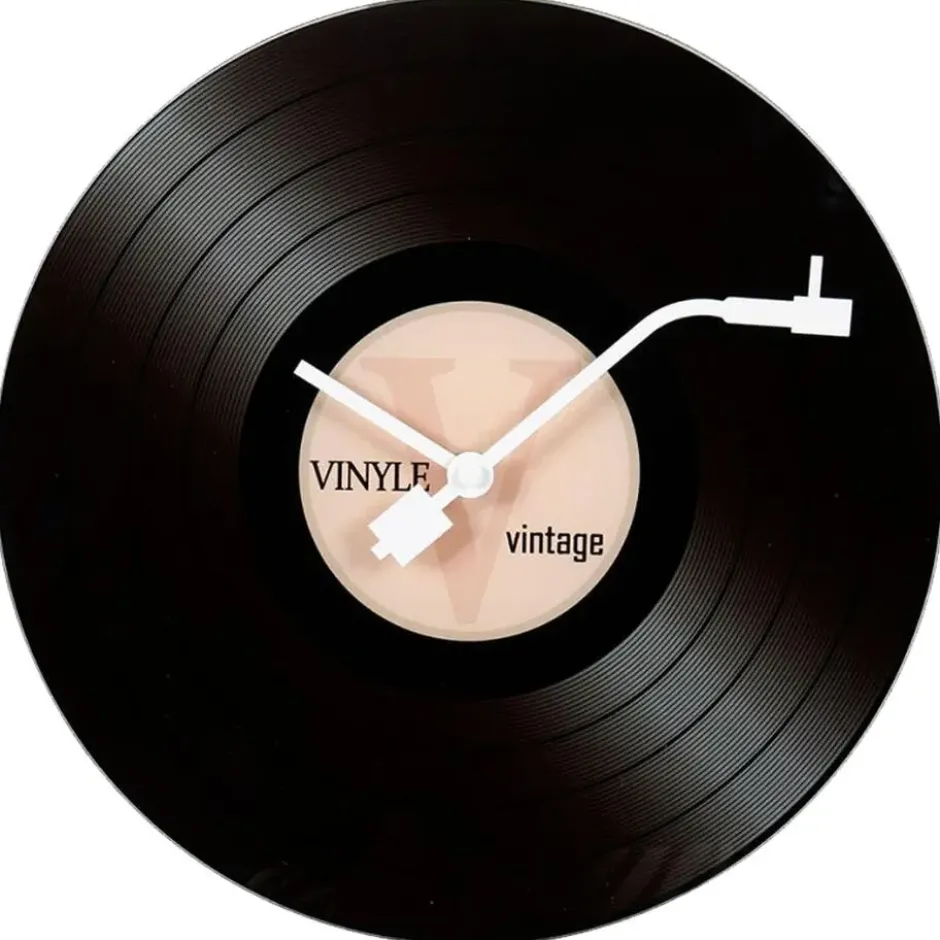 Ostaria Wandklok/muur klok Vinyl - D30 cm - glas - LP - kamer