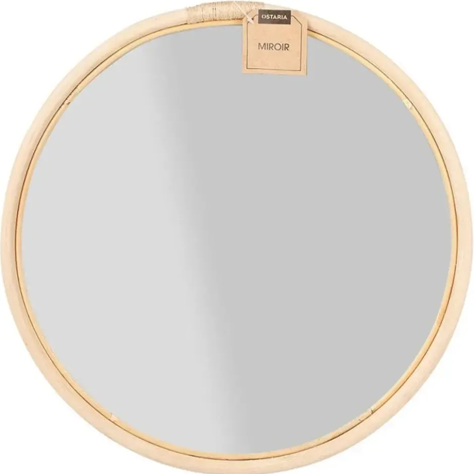 Ostaria Wandspiegel rond - rotan - Dia 45 cm - bohemian spiegel