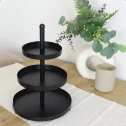 OTIX Etagere 3 Laags Set van 2 Serveertoren Serveerschaal Zwart Metaal