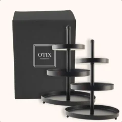 OTIX Etagere 3 Laags Set van 2 Serveertoren Serveerschaal Zwart Metaal