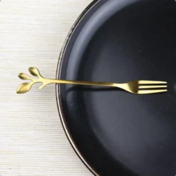 OTIX Gebaksvorkjes 4 stuks Goud met Bladeren Dessertvorkjes Taartvorkjes LEAF