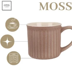 OTIX Koffiekopjes met Oor Koffietassen Set van 4 Aardewerk 250 ml MOSS