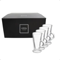 OTIX Latte Macchiato Glazen 280 ml 4 Stuks met Oor Cappuchino Glazen