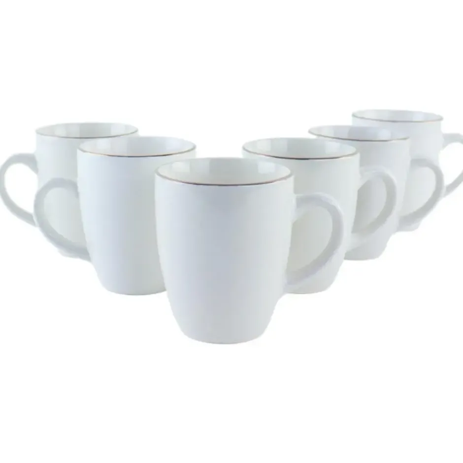 OTIX Mokken Set Wit met Goud 200ml Porselein 6 stuks DAISY