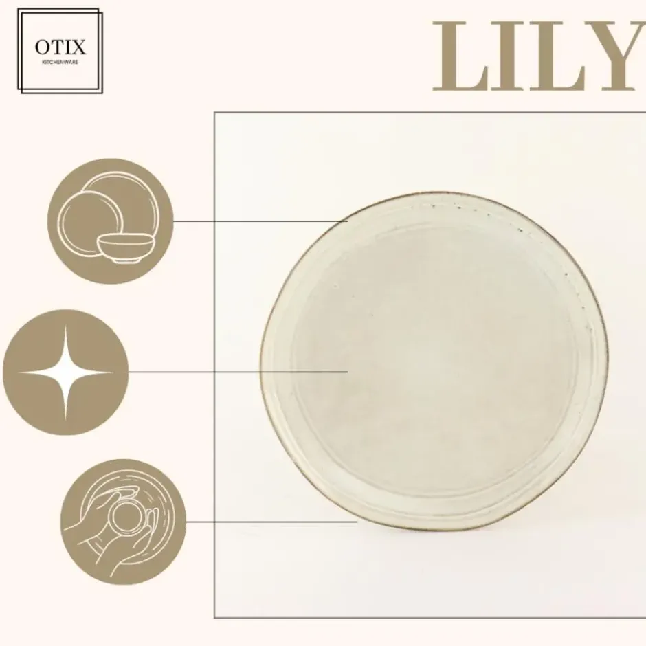 OTIX Ontbijtborden 12 Delig Lily - Beige