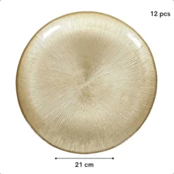 OTIX Ontbijtborden 12 Persoons Goud Glitter Dessertborden 21cm Glas