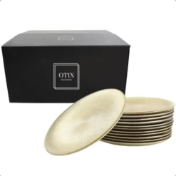 OTIX Ontbijtborden 12 Persoons Goud Glitter Dessertborden 21cm Glas
