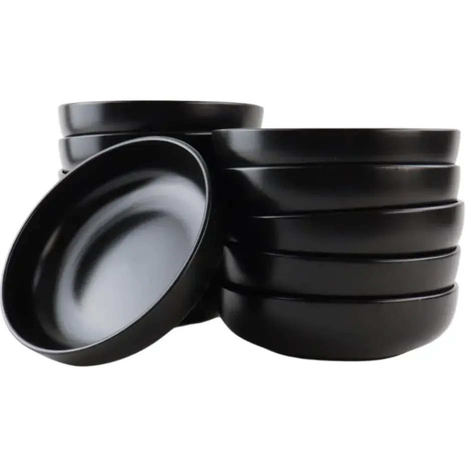 OTIX Pastaborden Bordenset 12 Persoons Diepe Borden Soepborden 19cm Zwart Ker...