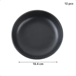 OTIX Pastaborden Bordenset 12 Persoons Diepe Borden Soepborden 19cm Zwart Ker...