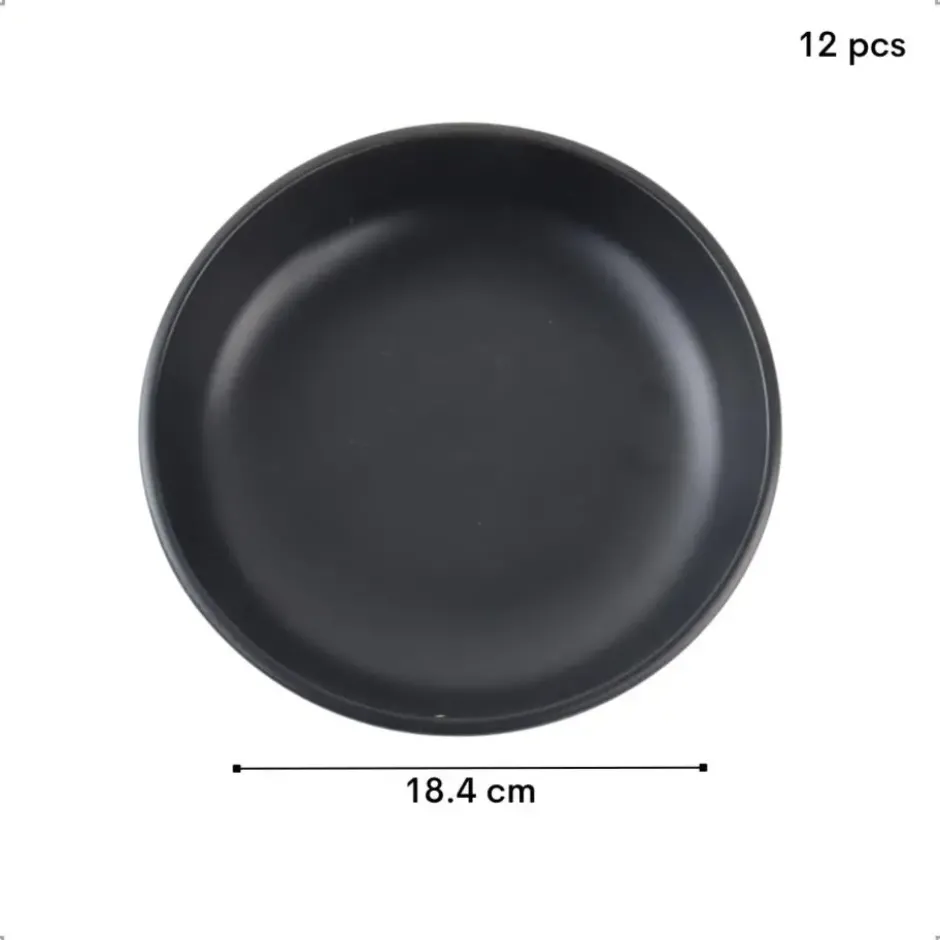 OTIX Pastaborden Bordenset 12 Persoons Diepe Borden Soepborden 19cm Zwart Ker...