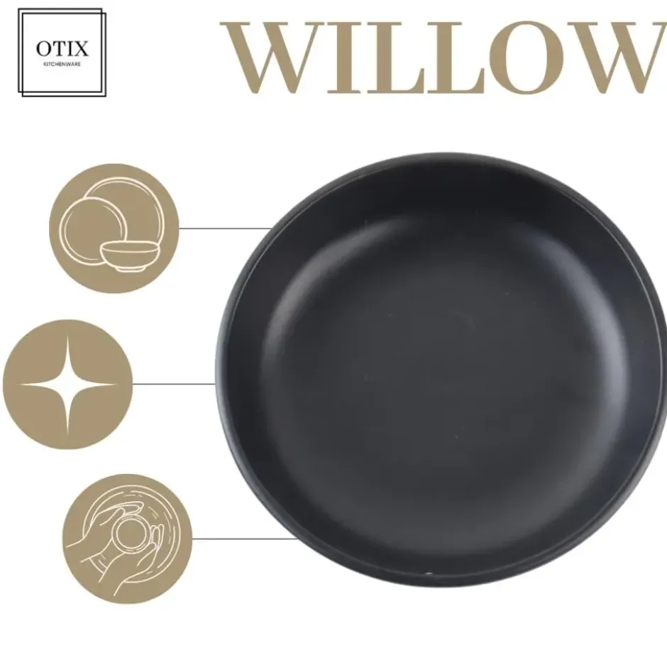 OTIX Pastaborden Bordenset 12 Persoons Diepe Borden Soepborden 19cm Zwart Ker...