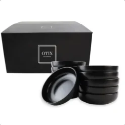 OTIX Pastaborden Bordenset 12 Persoons Diepe Borden Soepborden 19cm Zwart Ker...