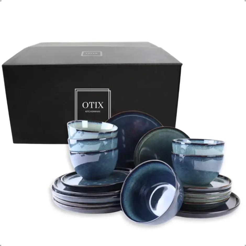 OTIX Serviesset 18 Delig Ebony - Blauw