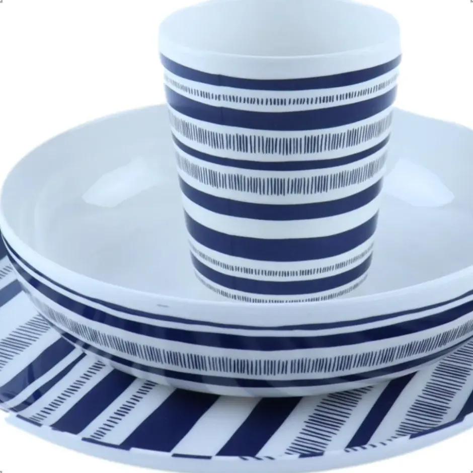 OTIX Serviessets 12 Delig Stripes - Blauw